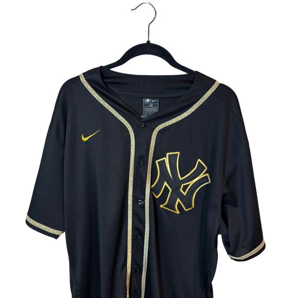 Derek Jeter New York Yankees Nike Authentic Collection Black Gold Jersey Size 48 - Picture 10 of 11